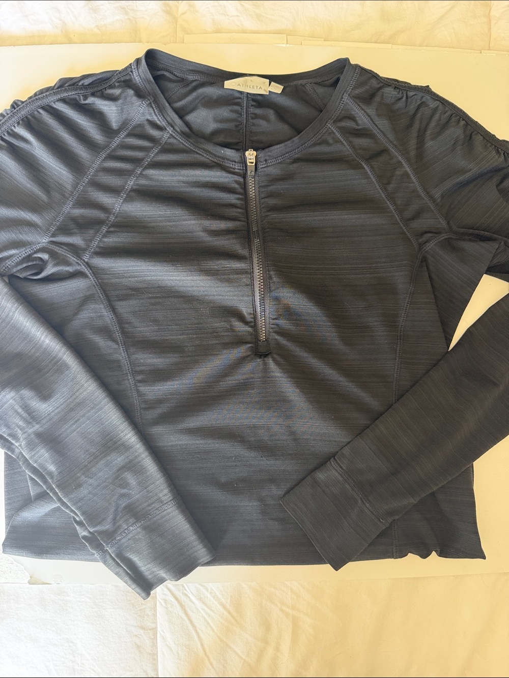 Athleta 1/4 Zip Pullover Long Sleeve Lightweight Fitted Top Black Medium